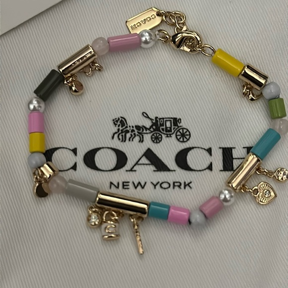 Coach gold and multicolored beads charm bracelet. - Picture 2 of 3